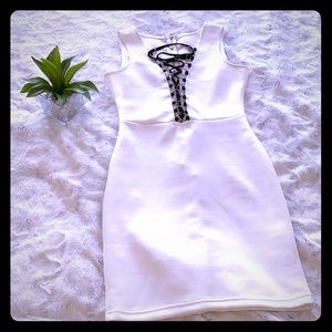 White lace-up dress